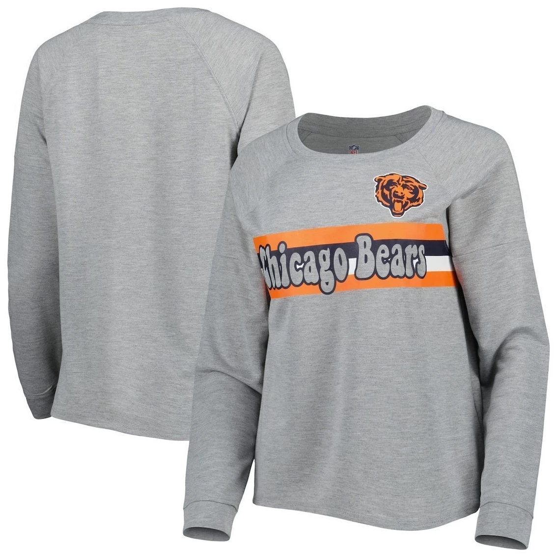 Best deal π Outerstuff Juniors Heathered Gray Chicago Bears All Striped Up Raglan Long Sleeve T-Shirt π - Image 2