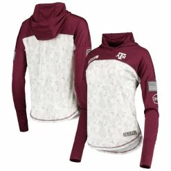 Wholesale π Women's Colosseum Gray/Maroon Texas A&M Aggies OHT Military Appreciation Mission Arctic Camo Hoodie Long Sleeve T-Shirt π