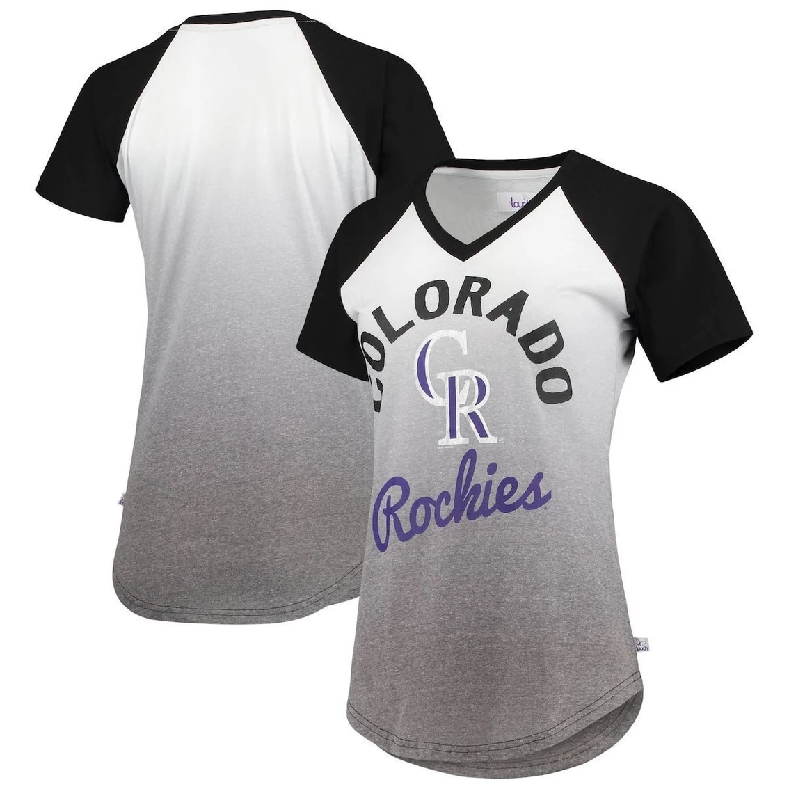 Best reviews of β Touch π© Women's G-III Sports By Carl Banks Black/White Colorado Rockies Shortstop Ombre Raglan V-Neck T-Shirt β¨
