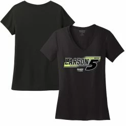 Top 10 👍 Women's Hendrick Motorsports Team Collection Black Kyle Larson V-Neck T-Shirt ⌛