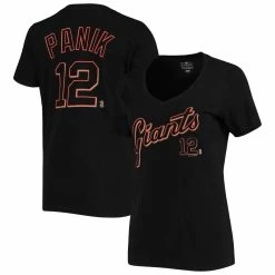 Brand new 💯 Women's 5th & Ocean By New Era Joe Panik Black San Francisco Giants Script Name And Number V-Neck T-Shirt 👏
