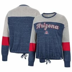 Cheapest ⌛ Women's Colosseum Navy Arizona Wildcats Joanna Tie Front Long Sleeve T-Shirt 😉