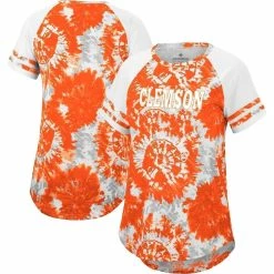 Coupon π Women's Colosseum Orange/White Clemson Tigers Annie Oversized Tie-Dye Raglan T-Shirt π