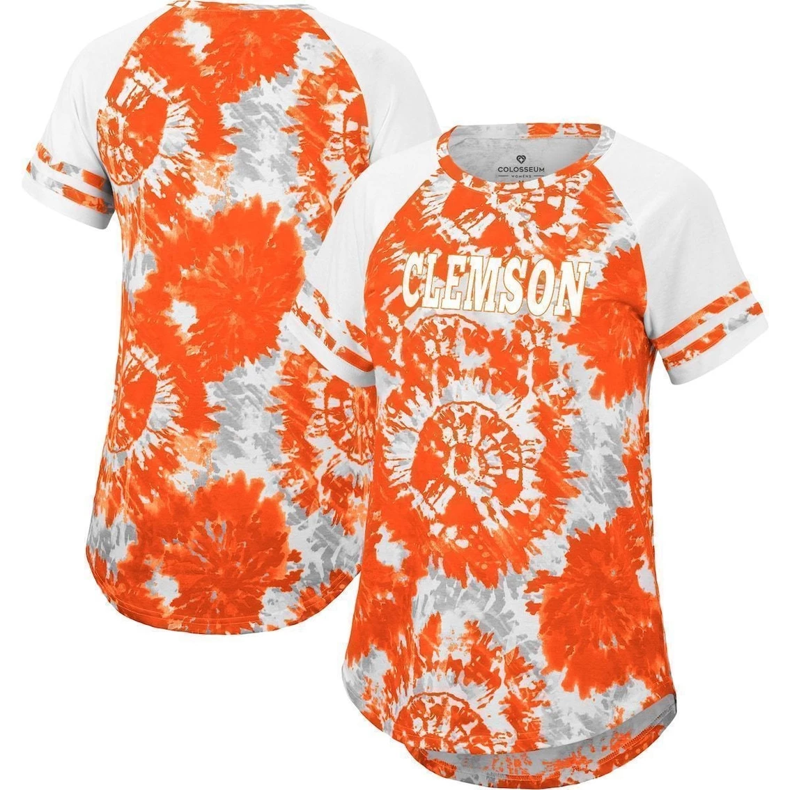 Coupon π Women's Colosseum Orange/White Clemson Tigers Annie Oversized Tie-Dye Raglan T-Shirt π - Image 2