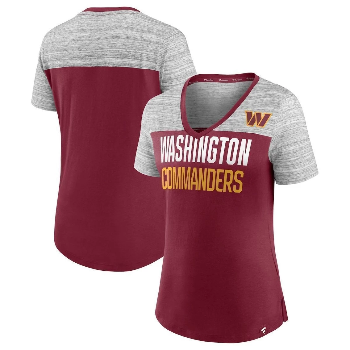 New π― Women's Fanatics Branded Burgundy/Heathered Gray Washington Commanders Close Quarters V-Neck T-Shirt π
