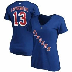 Best deal 𧨠Women's Fanatics Branded Alexis Lafreniere Blue New York Rangers Plus Size Name & Number V-Neck T-Shirt π
