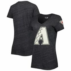 Coupon 😍 Women's New Era Heathered Black Arizona Diamondbacks City Connect Cap Logo Tri-Blend V-Neck T-Shirt ⭐