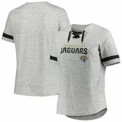 Best reviews of 😍 Profile 👩 Women's Heather Gray Jacksonville Jaguars Plus Size Lace-Up V-Neck T-Shirt 🥰