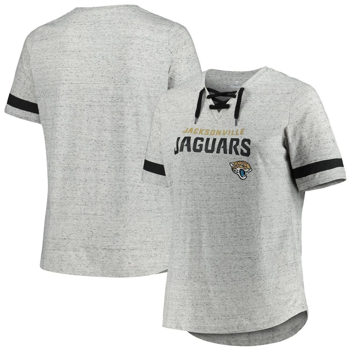 Best reviews of π Profile π© Women's Heather Gray Jacksonville Jaguars Plus Size Lace-Up V-Neck T-Shirt π₯° - Image 2