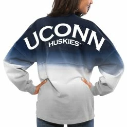 Cheap 😀 Women's Navy UConn Huskies Ombre Long Sleeve Dip-Dyed Spirit Jersey 👍