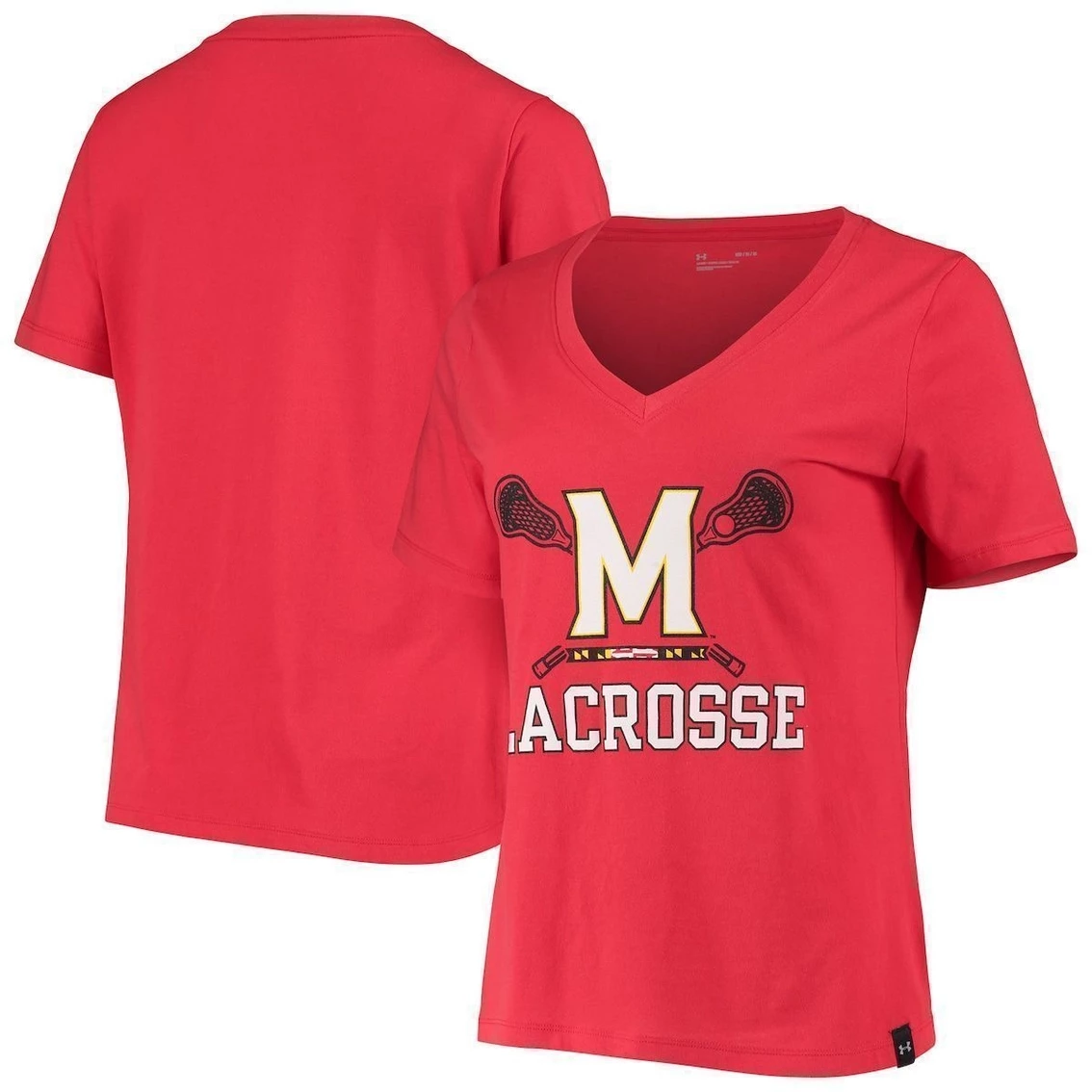 Best Sale π€© Women's Under Armour Red Maryland Terrapins Lacrosse V-Neck T-Shirt π₯ - Image 2