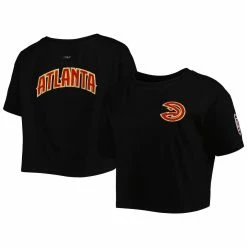 Coupon 🧨 Women's Pro Standard Black Atlanta Hawks Classics Boxy T-Shirt 🎁