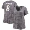 Promo 🎁 Profile 👩 Women's Lamar Jackson Charcoal Baltimore Ravens Plus Size Name & Number Tie-Dye T-Shirt 🤩
