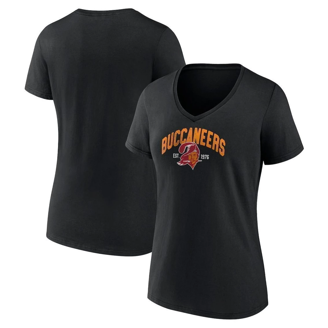 Hot Sale π₯ Women's Fanatics Branded Black Tampa Bay Buccaneers Plus Size Drop Back V-Neck T-Shirt π