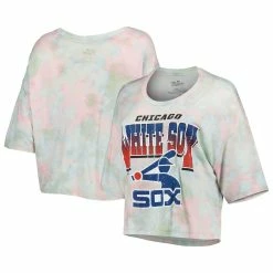 Top 10 😀 Women's Majestic Threads Chicago White Sox Cooperstown Collection Tie-Dye Boxy Cropped Tri-Blend T-Shirt 🎁