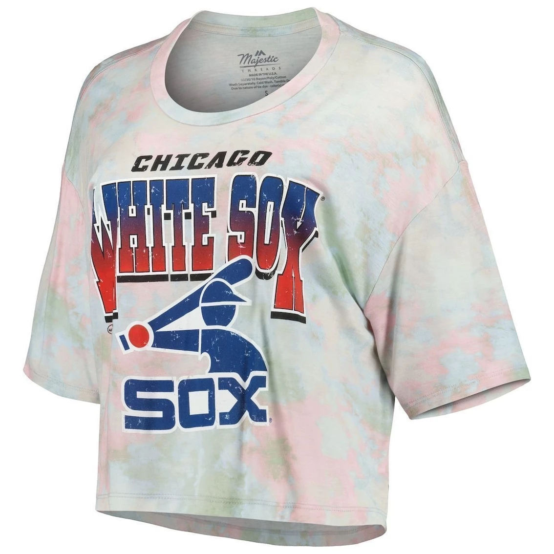 Top 10 π Women's Majestic Threads Chicago White Sox Cooperstown Collection Tie-Dye Boxy Cropped Tri-Blend T-Shirt π - Image 3