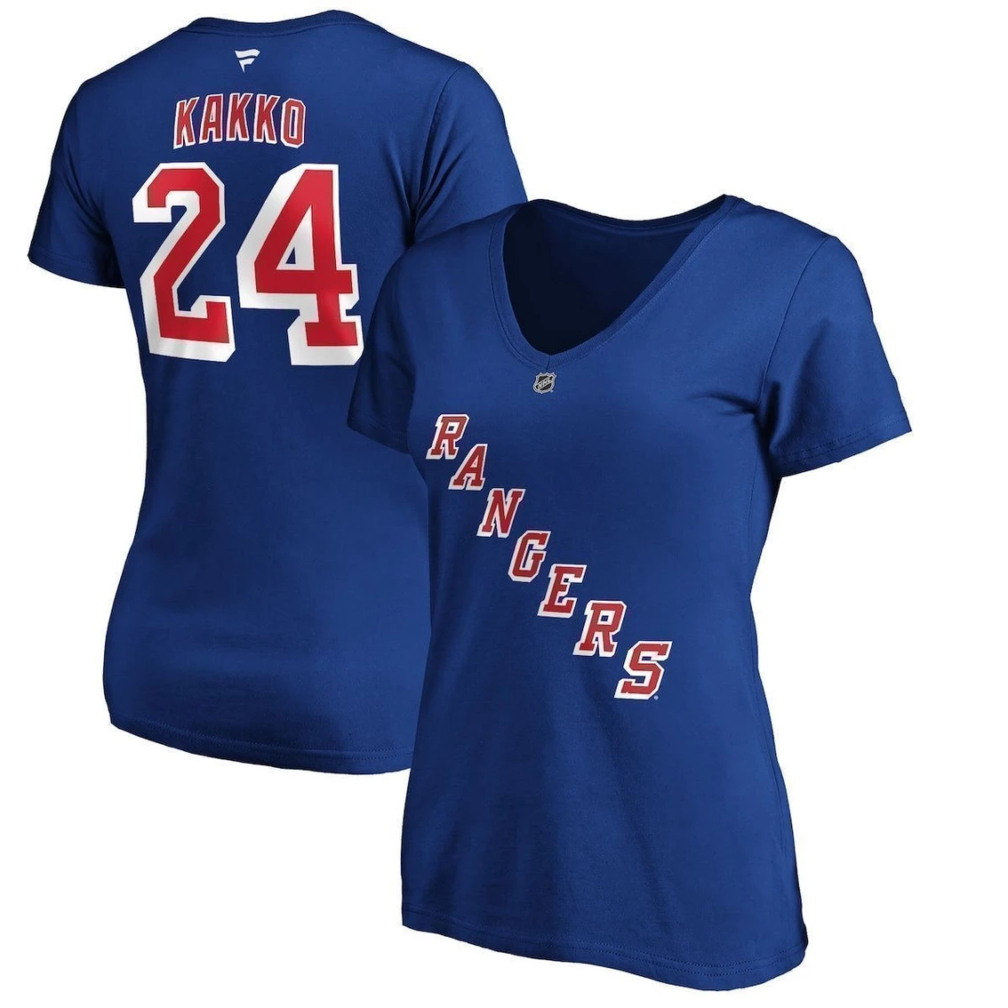 Best Pirce π Women's Fanatics Branded Kaapo Kakko Blue New York Rangers Authentic Stack Name & Number V-Neck T-Shirt π