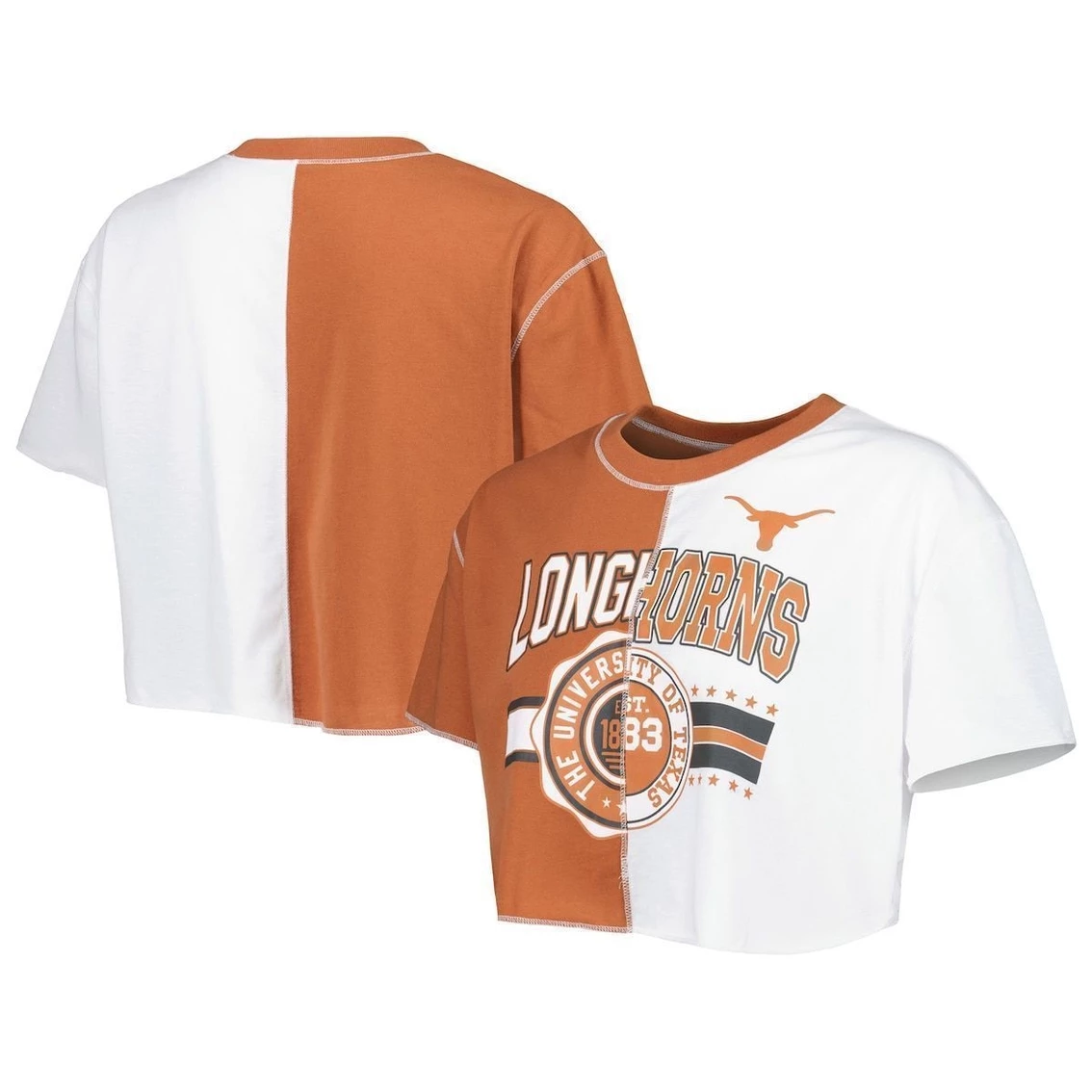 Top 10 π Women's ZooZatz Texas Orange/White Texas Longhorns Colorblock Cropped T-Shirt π
