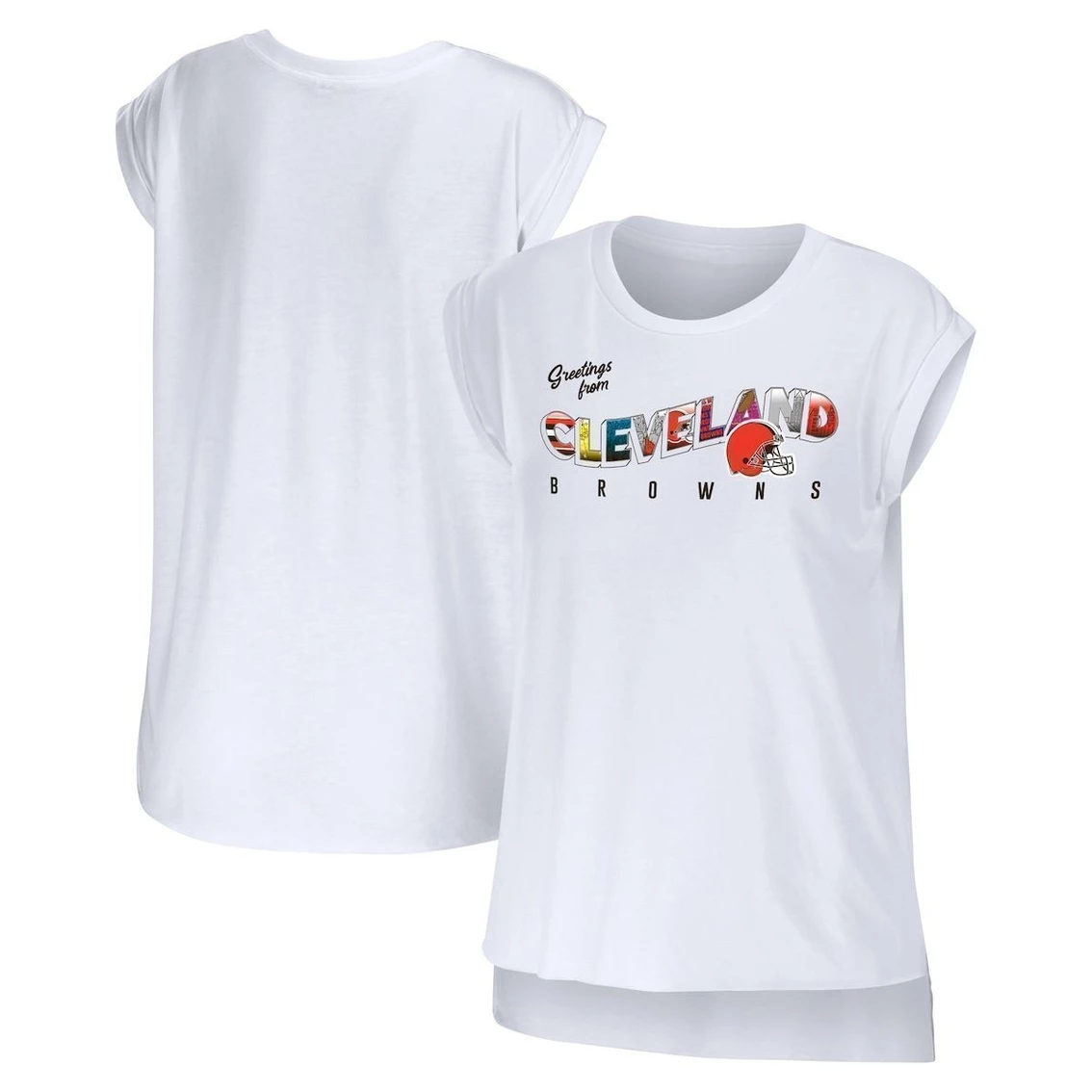 Brand new π Women's WEAR By Erin Andrews White Cleveland Browns Greetings From Muscle T-Shirt π - Image 2