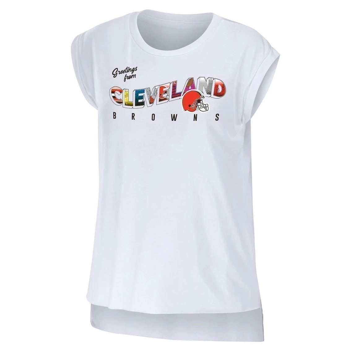 Brand new π Women's WEAR By Erin Andrews White Cleveland Browns Greetings From Muscle T-Shirt π - Image 3