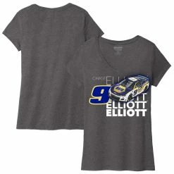 Cheapest 🤩 Women's Hendrick Motorsports Team Collection Charcoal Chase Elliott V-Neck T-Shirt 😍