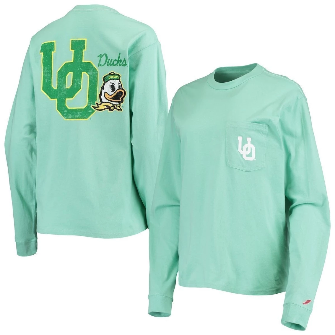 Coupon βοΈ Women's League Collegiate Wear Green Oregon Ducks Pocket Oversized Long Sleeve T-Shirt π - Image 2