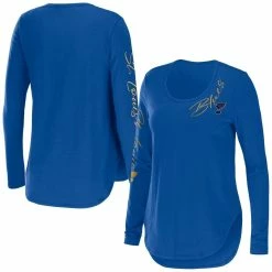 Wholesale βοΈ Women's WEAR By Erin Andrews Blue St. Louis Blues Team Scoop Neck Long Sleeve T-Shirt π―