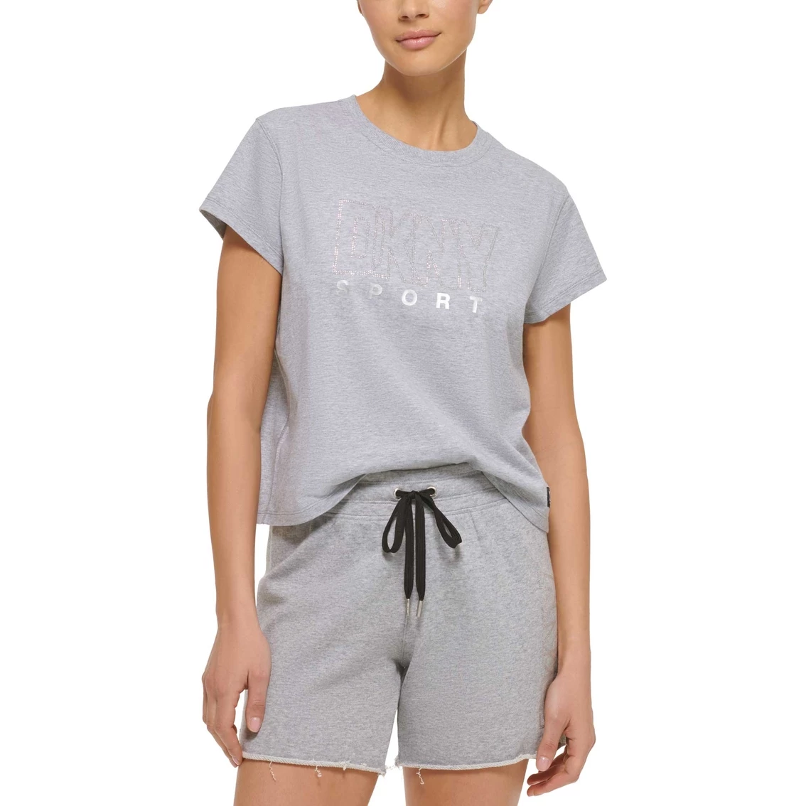 New π DKNY Sport Rhinestone Outline Logo Boxy Tee π€©