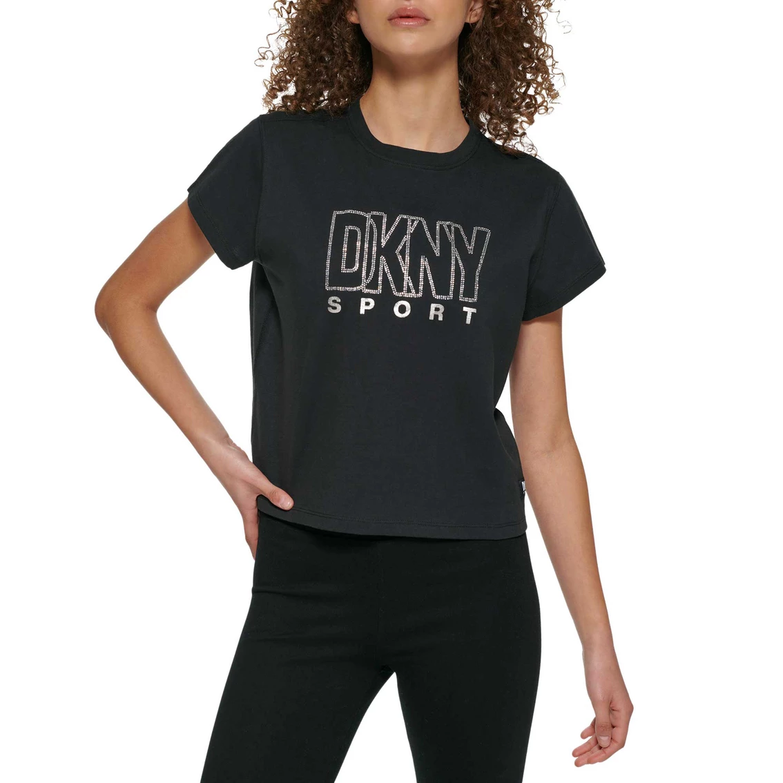 New π DKNY Sport Rhinestone Outline Logo Boxy Tee π€© - Image 2