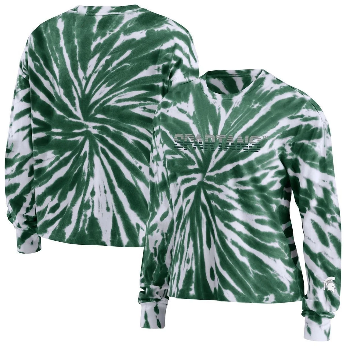 Promo π― Women's WEAR By Erin Andrews Green Michigan State Spartans Tie-Dye Long Sleeve T-Shirt π - Image 2