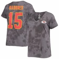 Top 10 🧨 Profile 👩 Women's Patrick Mahomes Charcoal Kansas City Chiefs Plus Size Name & Number Tie-Dye T-Shirt 😉