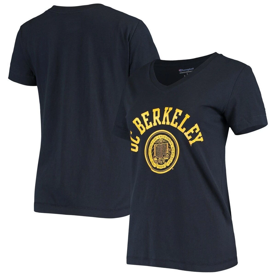 New π Women's Champion Navy Cal Bears University College Seal V-Neck T-Shirt β - Image 2