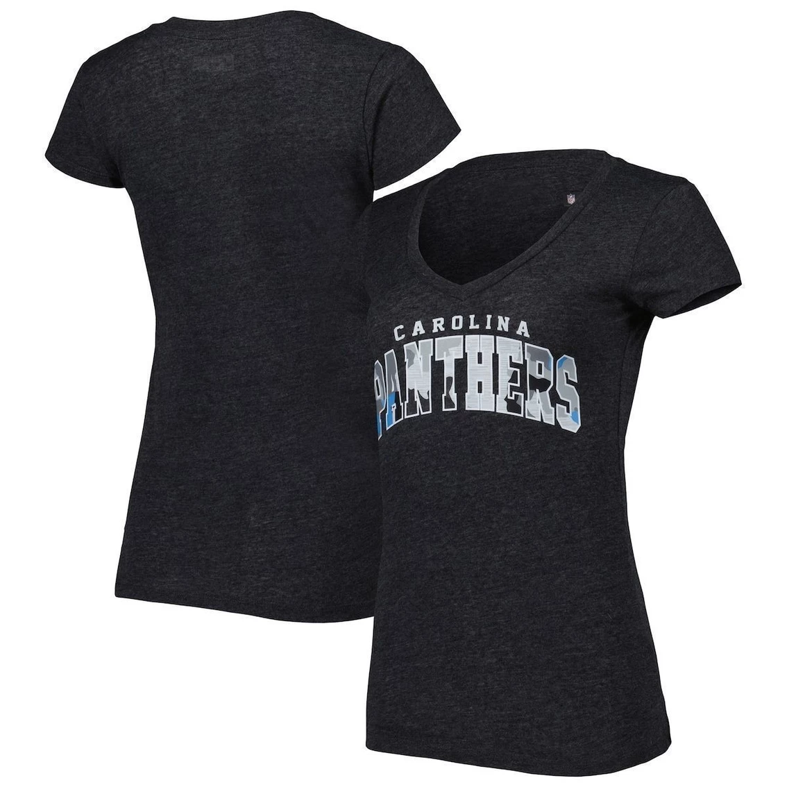 New π Women's New Era Heathered Black Carolina Panthers Training Camp V-Neck T-Shirt π
