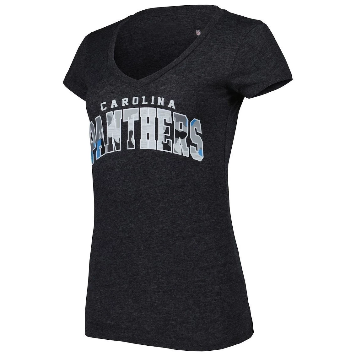 New π Women's New Era Heathered Black Carolina Panthers Training Camp V-Neck T-Shirt π - Image 3