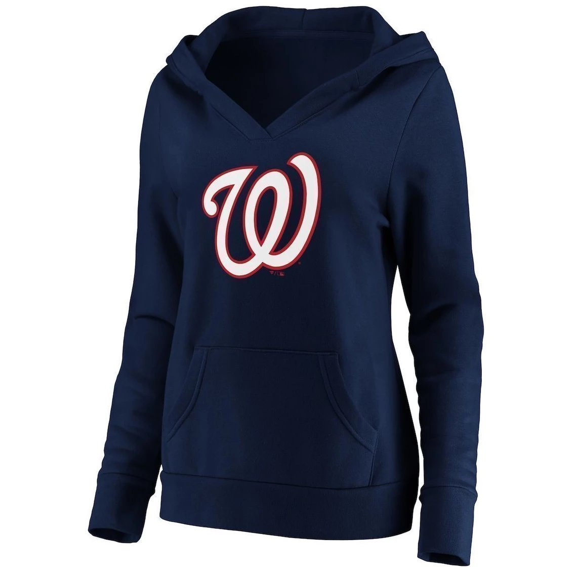 Cheapest 𧨠Women's Fanatics Branded Navy Washington Nationals Official Logo Crossover V-Neck Pullover Hoodie π₯° - Image 3