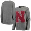 Top 10 🤩 Women's Pressbox Heathered Gray Nebraska Huskers Big Team Logo Knobi Fleece Tri-Blend Crew Neck Sweatshirt 👍