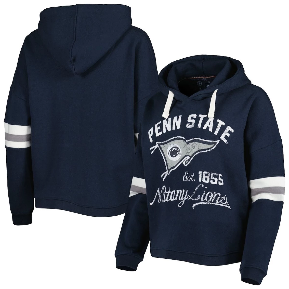 Top 10 β Women's Pressbox Navy Penn State Nittany Lions Super Pennant Pullover Hoodie π
