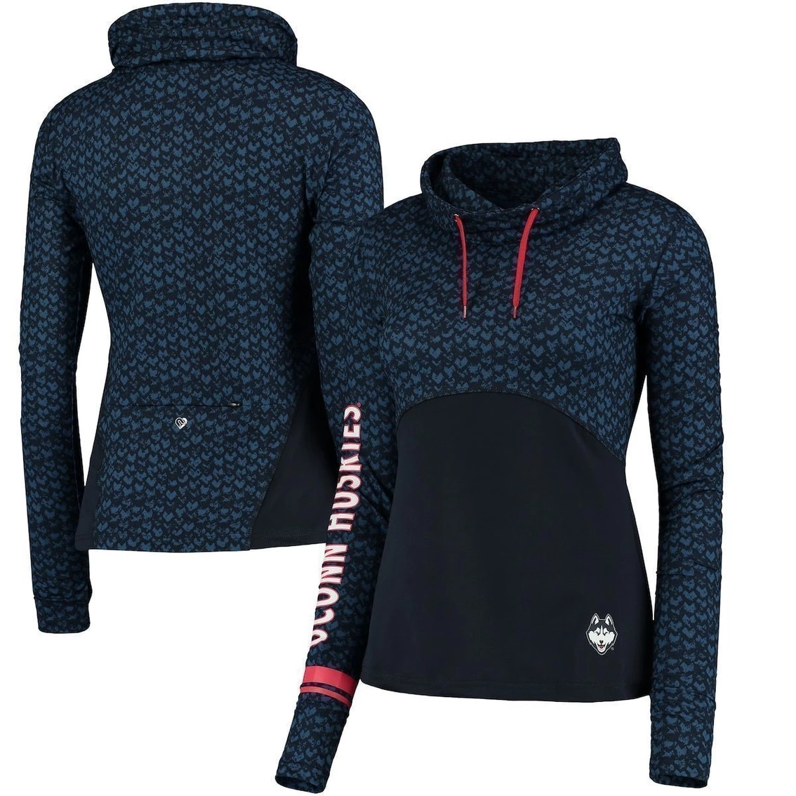 Cheap π₯ Women's Colosseum Navy UConn Huskies Scaled Cowl Neck Pullover Hoodie π - Image 2