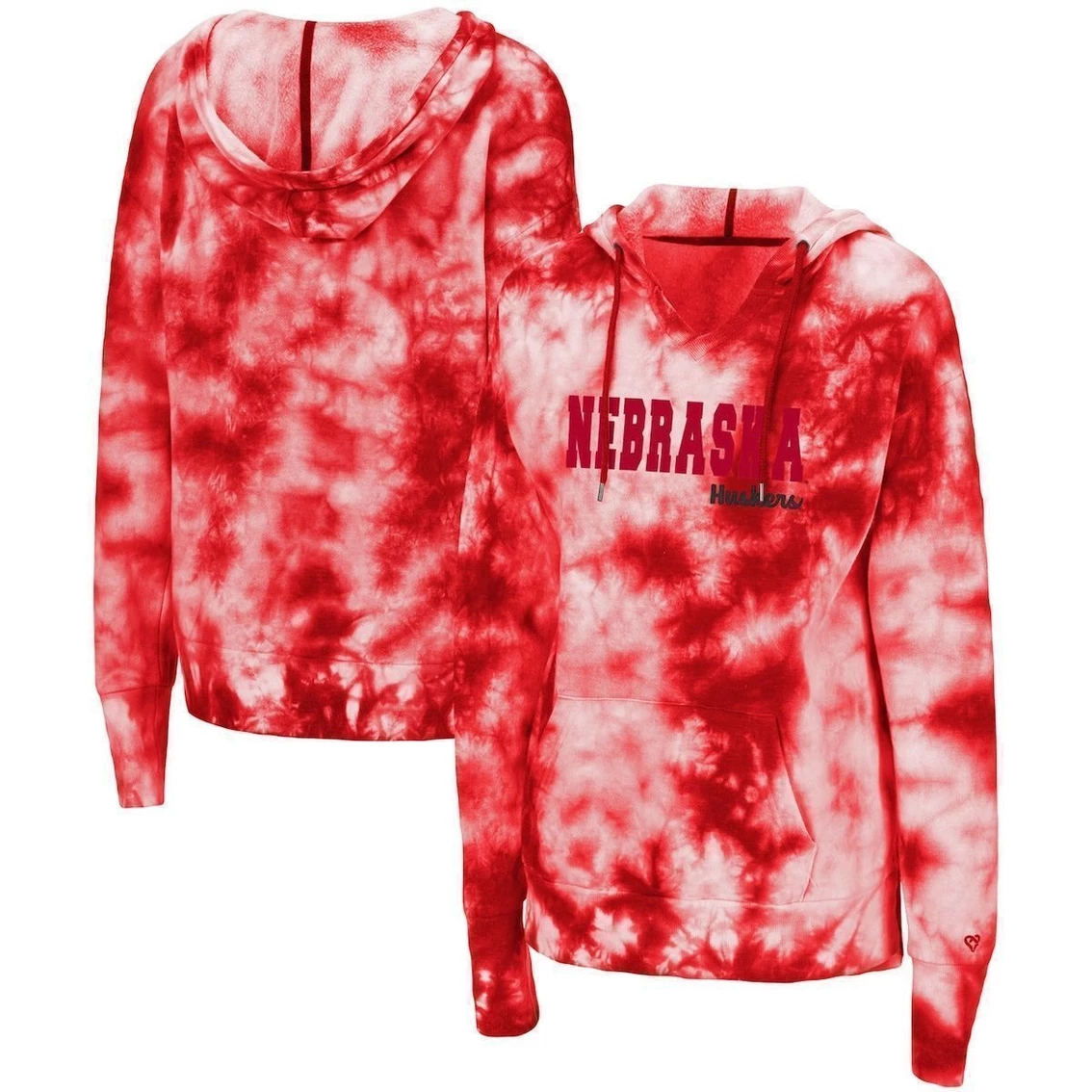Coupon β¨ Women's Colosseum Scarlet Nebraska Huskers Shavonee Tie-Dye Pullover Hoodie π - Image 2