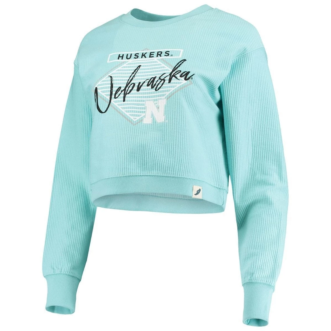 Best Pirce π€© Women's League Collegiate Wear Light Blue Nebraska Huskers Corded Timber Crop Pullover Sweatshirt π - Image 3