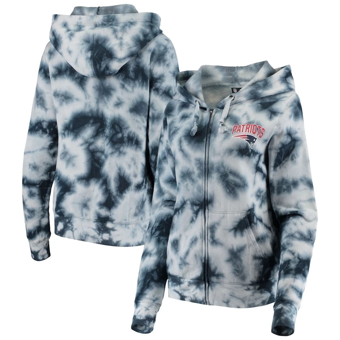 Best reviews of π Women's New Era Navy New England Patriots Tie Dye Fleece Full-Zip Hoodie π - Image 2