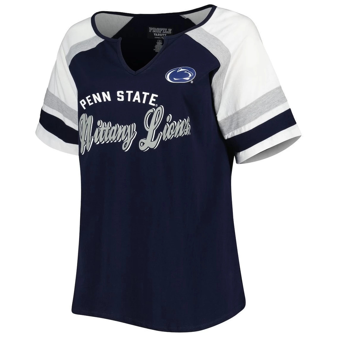 Wholesale π Profile π© Women's Navy Penn State Nittany Lions Plus Size Arch Raglan Notch Neck T-Shirt π - Image 3