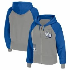 Hot Sale 👏 Women's WEAR By Erin Andrews Gray Indianapolis Colts Colorblock Full-Zip Hoodie 😀