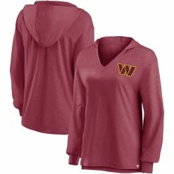 Best deal 💯 Women's Fanatics Branded Burgundy Washington Commanders Jumper V-Neck Pullover Hoodie 😍