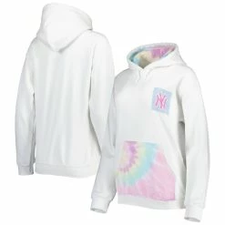 Brand new 🛒 Women's Refried Apparel White New York Yankees Tie-Dye Pullover Hoodie 🤩