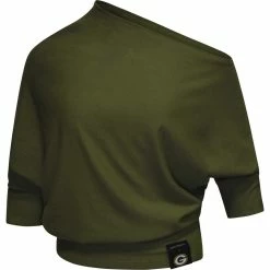 Best Pirce 🔥 Women's KIYA TOMLIN Green Green Bay Packers Twisted Tri-Blend Asymmetrical 3/4-Dolman Sleeve Sweatshirt 🎉