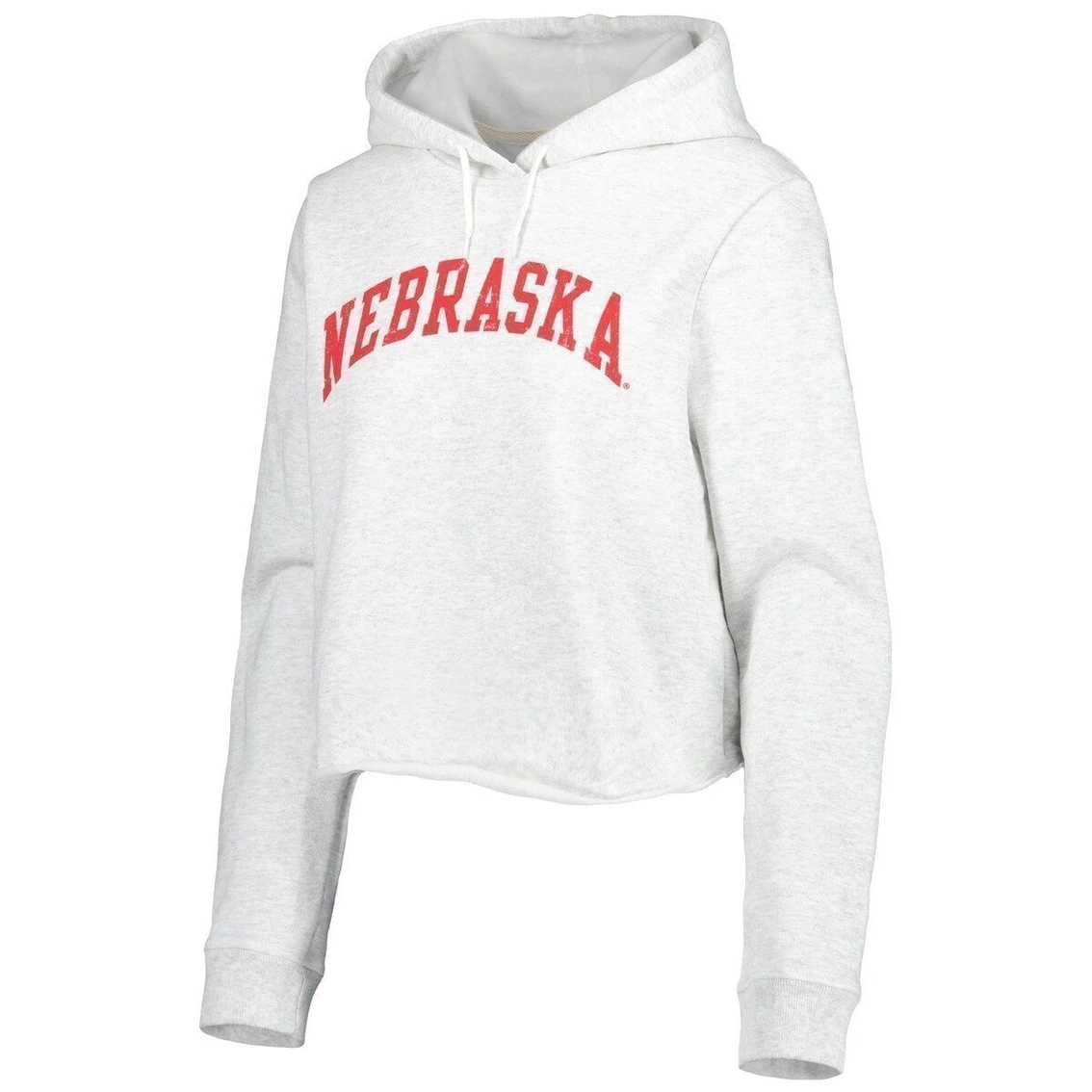 Wholesale β Women's League Collegiate Wear Ash Nebraska Huskers 2-Hit 1636 Cropped Pullover Hoodie π - Image 3