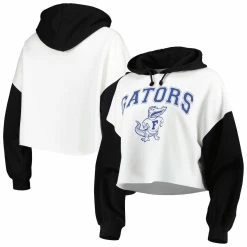 Outlet ⌛ Women's Gameday Couture White/Black Florida Gators Good Time Color Block Cropped Hoodie 😉