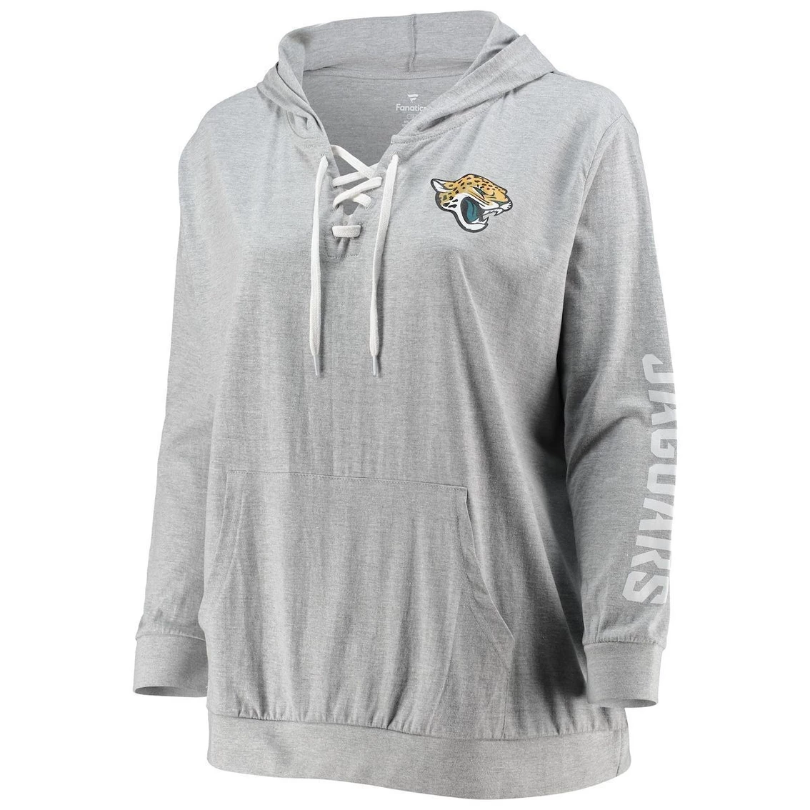 Flash Sale π₯° Women's Fanatics Branded Heathered Gray Jacksonville Jaguars Plus Size Lace-Up Pullover Hoodie π - Image 3