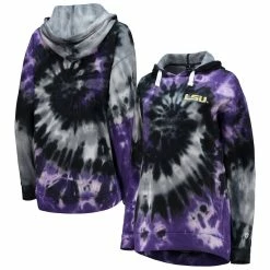 Discount π Women's Colosseum Purple LSU Tigers Slow Ride Spiral Tie-Dye Oversized Pullover Hoodie π